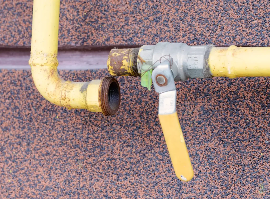 broken gas line that needs a professional gas line repair plumber to fix it alton illinois